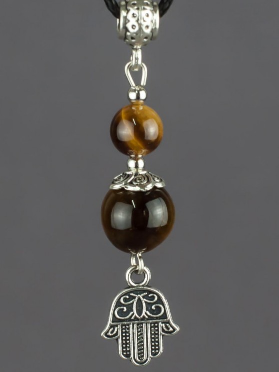 Кулон-оберег "На защиту - Хамса" тигровый глаз пд-кам3696