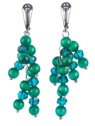 Серьги из кошачьего глаза "Смородина" 03-1137