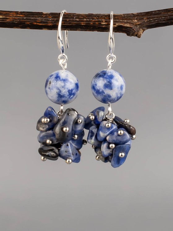 Серьги из содалита "Рапсодия" 03-1636