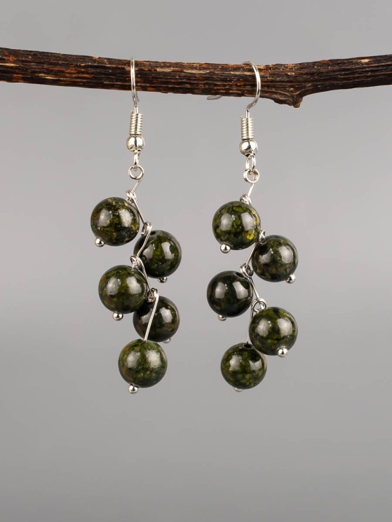 Серьги из змеевика "Ёлочка" с9218