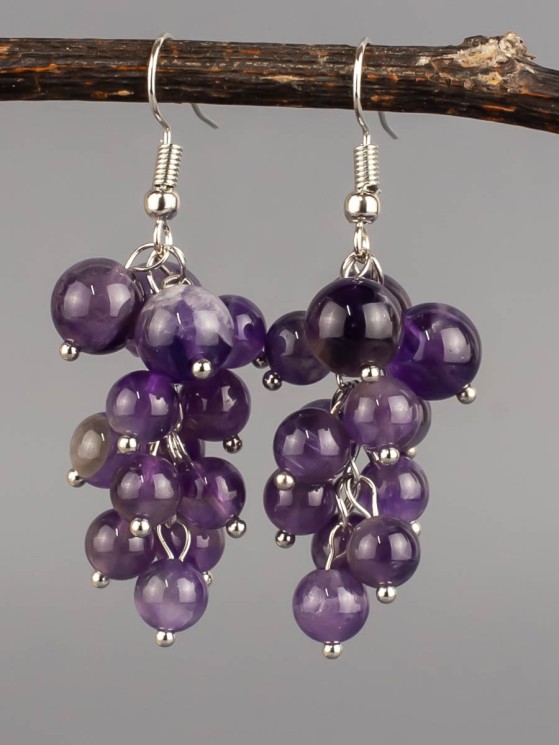 Серьги из аметиста "Соцветие" 03-1589