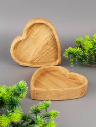 Тарелка из дерева дуб 10х10 см "Сердце" (2 шт) 54-172