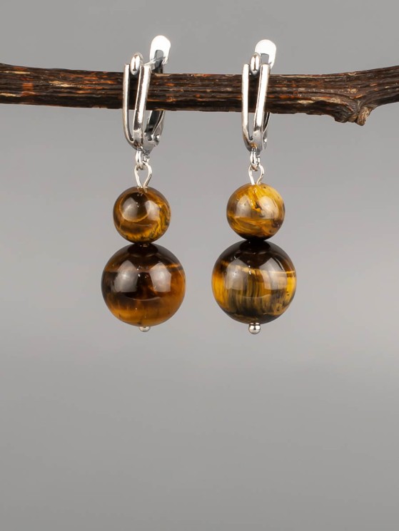 Серьги «Дарина 2» тигровый глаз нс-8012а