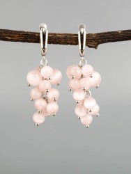 Серьги из кошачьего глаза "Гроздь" 03-1590