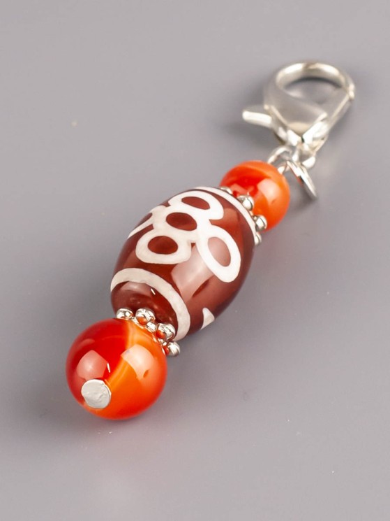 Брелок "Дзи 5 Глаз с Молнией" с сердоликом БРК-971