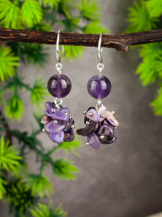 Серьги из чароита "Рапсодия" 03-1638