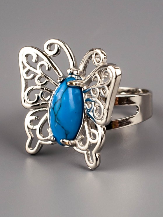 Кольцо из им. бирюзы "Бабочка" 04-870