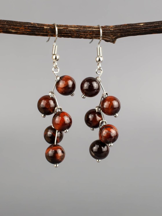 Серьги из бычьего глаза "Ёлочка" с9221