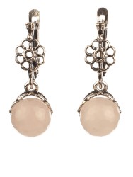 Серьги из розового кварца "Верба" сг-044-КР