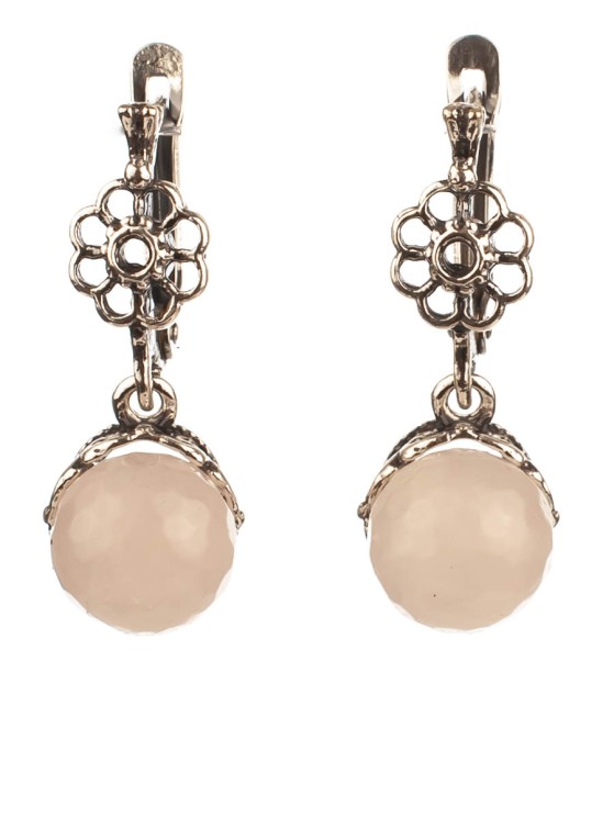 Серьги из розового кварца "Верба" сг-044-КР