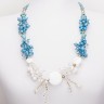 Авторские бусы "Утренняя свежесть" жемчуг, кахолонг, хрусталь ,прес. бирюза арт. ДЕВ-6322