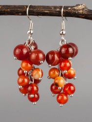 Серьги из сердолика "Соцветие" 03-1591