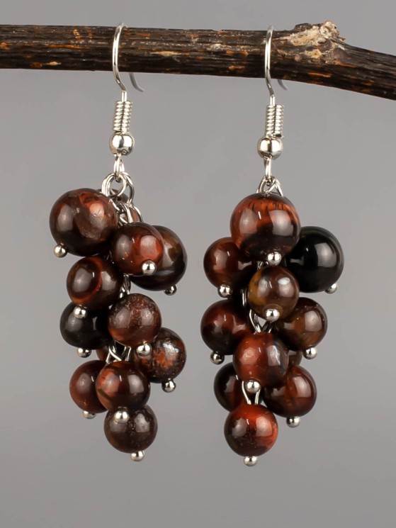 Серьги из бычьего глаза "Соцветие" 03-1592