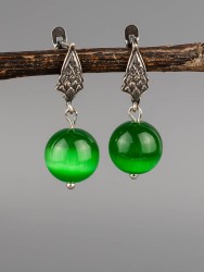 Серьги из кошачьего глаза "Классика 12" 03-1701