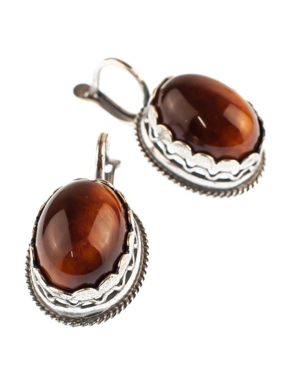 Серьги из соколиного глаза "Бэйла" сг-003-СГ