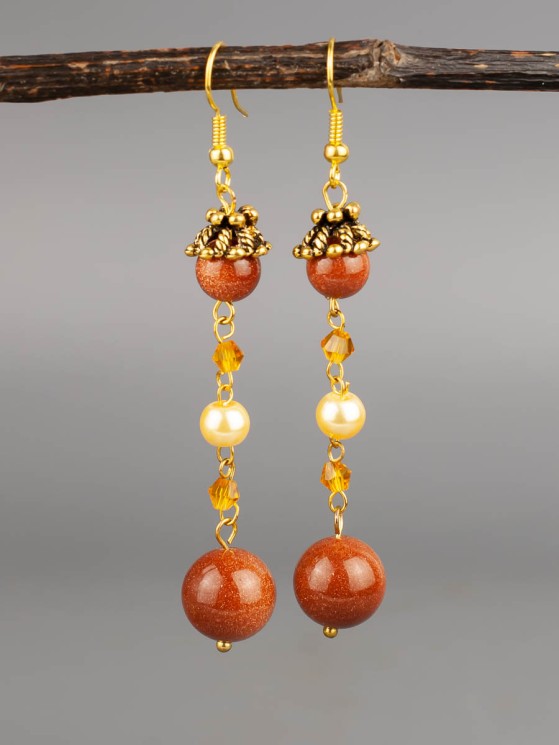 Серьги из авантюрина "Восток" 03-1702