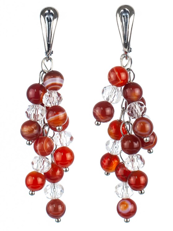 Серьги из сердолика "Смородина" 03-1144