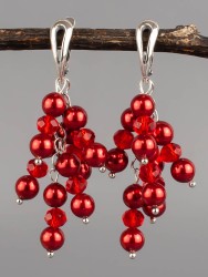 Серьги из жемчуга Майорка и хрусталя "Смородина" 03-1594