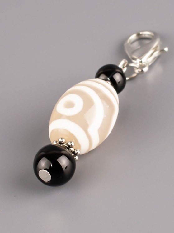 Брелок "Дзи 2 Глаза" с агатом БРК-977