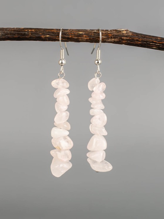 Серьги из розового кварца "Забава" 03-1644