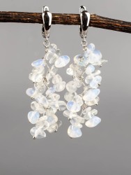 Серьги из лунного камня "Веточка" 03-1672