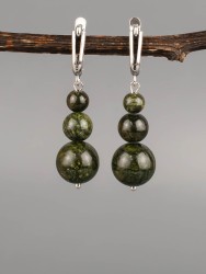 Серьги "Дарина" змеевик нс-7941