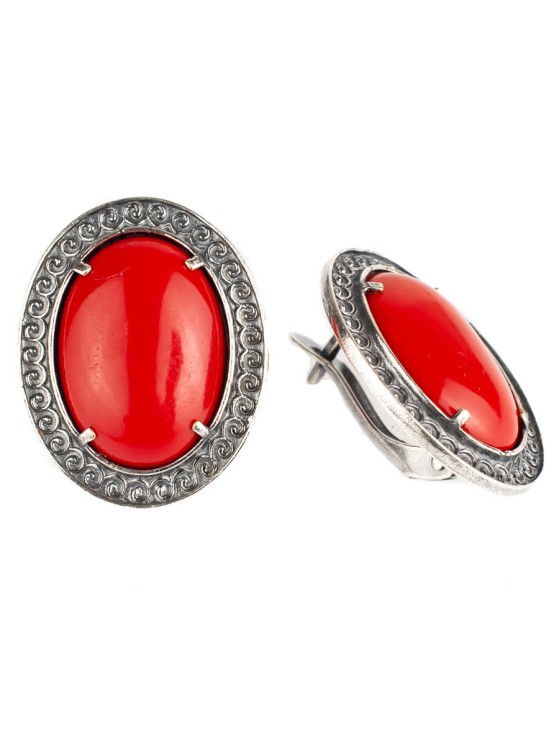 Серьги из иск. коралла "Афина" сг-071-ИКРК