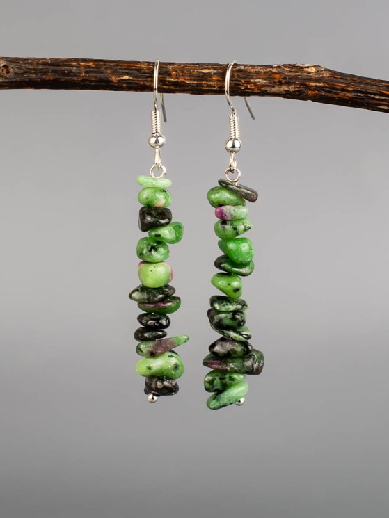 Серьги из цоизита "Забава" 03-1646