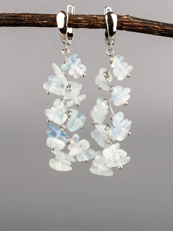 Серьги из аквамарина "Веточка" 03-1673