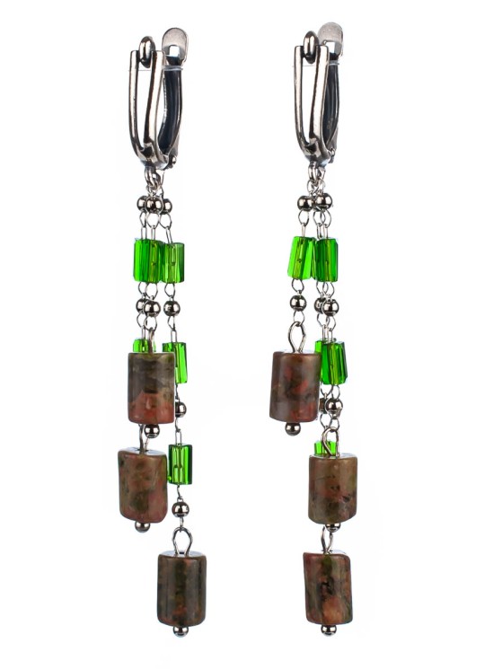 Серьги из унакита "Карамель" 03-1316