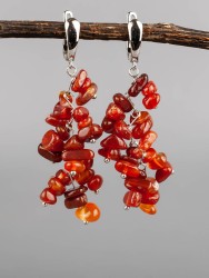 Серьги из сердолика"Веточка" 03-1674