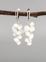 Серьги из кошачьего глаза "Гроздь" 03-999