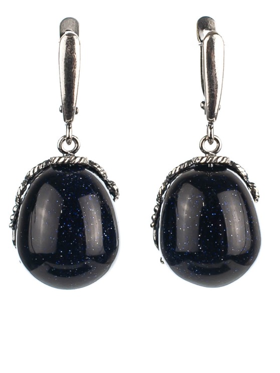 Серьги из авантюрина "Вензель" сг-151-АВС1