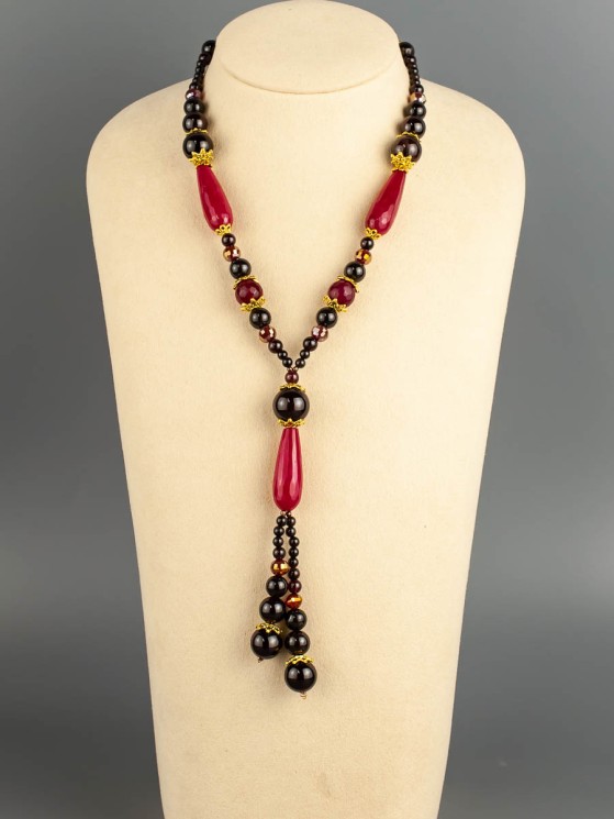 Бусы из граната "Ягодный коктейль" 10-074