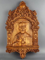 Икона Николай Чудотворец резная из дерева 51-037