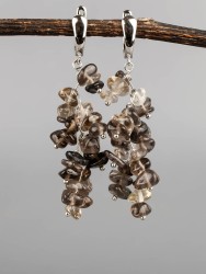 Серьги из раухтопаза "Веточка" 03-1675