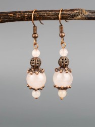 Серьги из розового кварца "Восток" 03-1708