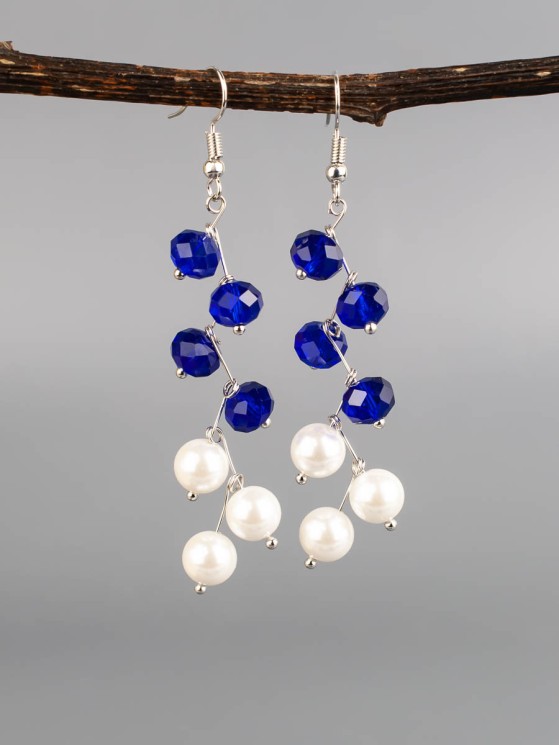 Серьги "Ёлочка" жемчуг "Майорка", хрусталь с8307