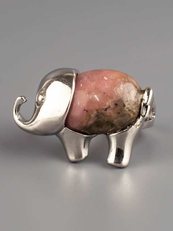 Кольцо из родонита "Слоник" 04-880