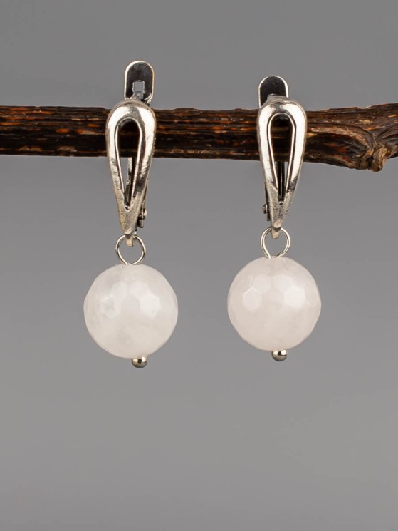 Серьги из розового кварца "Априори" 03-1709