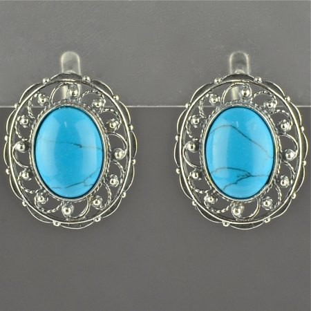 Серьги "Скарабей" прес. бирюза арт. сс-4281
