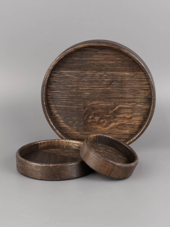 Набор тарелок из дерева дуб d 7, 10, 15 см (3 шт) 54-142