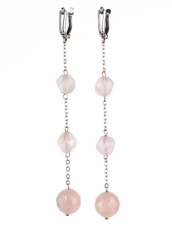 Серьги из розового кварца "Артистка" 03-920