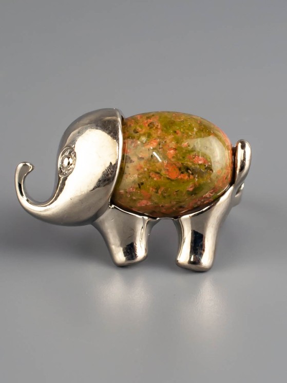 Кольцо из унакита "Слоник" 04-883