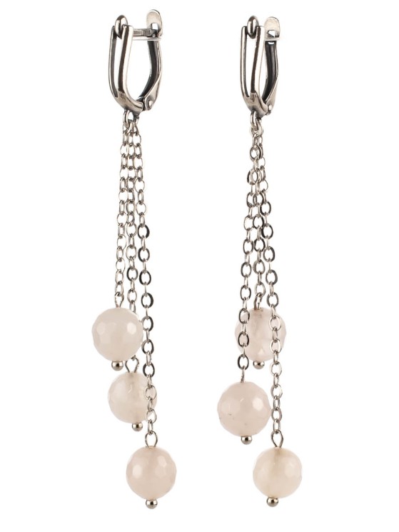 Серьги из розового кварца "Каскад" 03-921