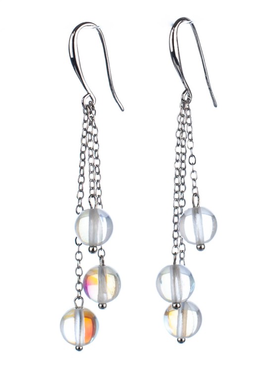 Серьги из иск. опала "Каскад" 03-1073