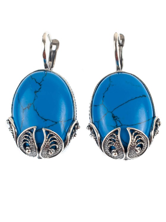 Серьги из им. бирюзы "Флорентино" сг-013-БРГ