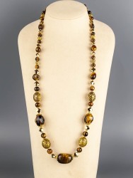 Бусы из тигрового глаза "Краски осени" 10-181