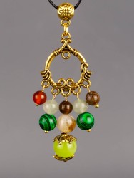 Кулон-оберег со шнурком  "7 камней - Лев" пд-1073