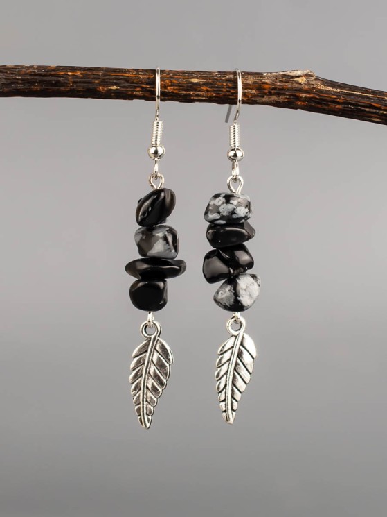 Серьги из обсидиана "Сантия" 03-1654